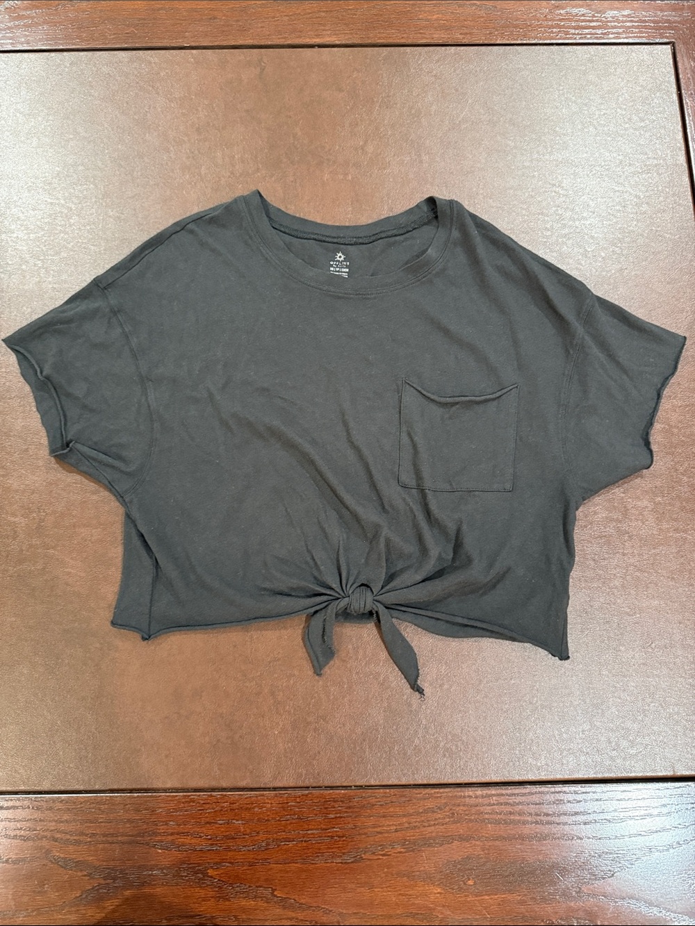 Offline aerie XS Black Knot-Front Crop Tee 100% cotton , never worn